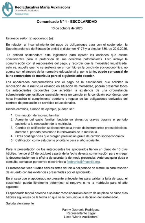 escolaridad sor fanny