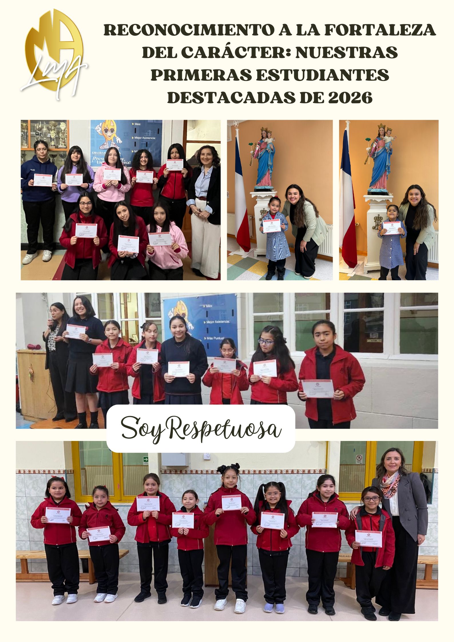 Reconocimiento a la Fortaleza del Carácter: Nuestras primeras estudiantes destacadas de 2026