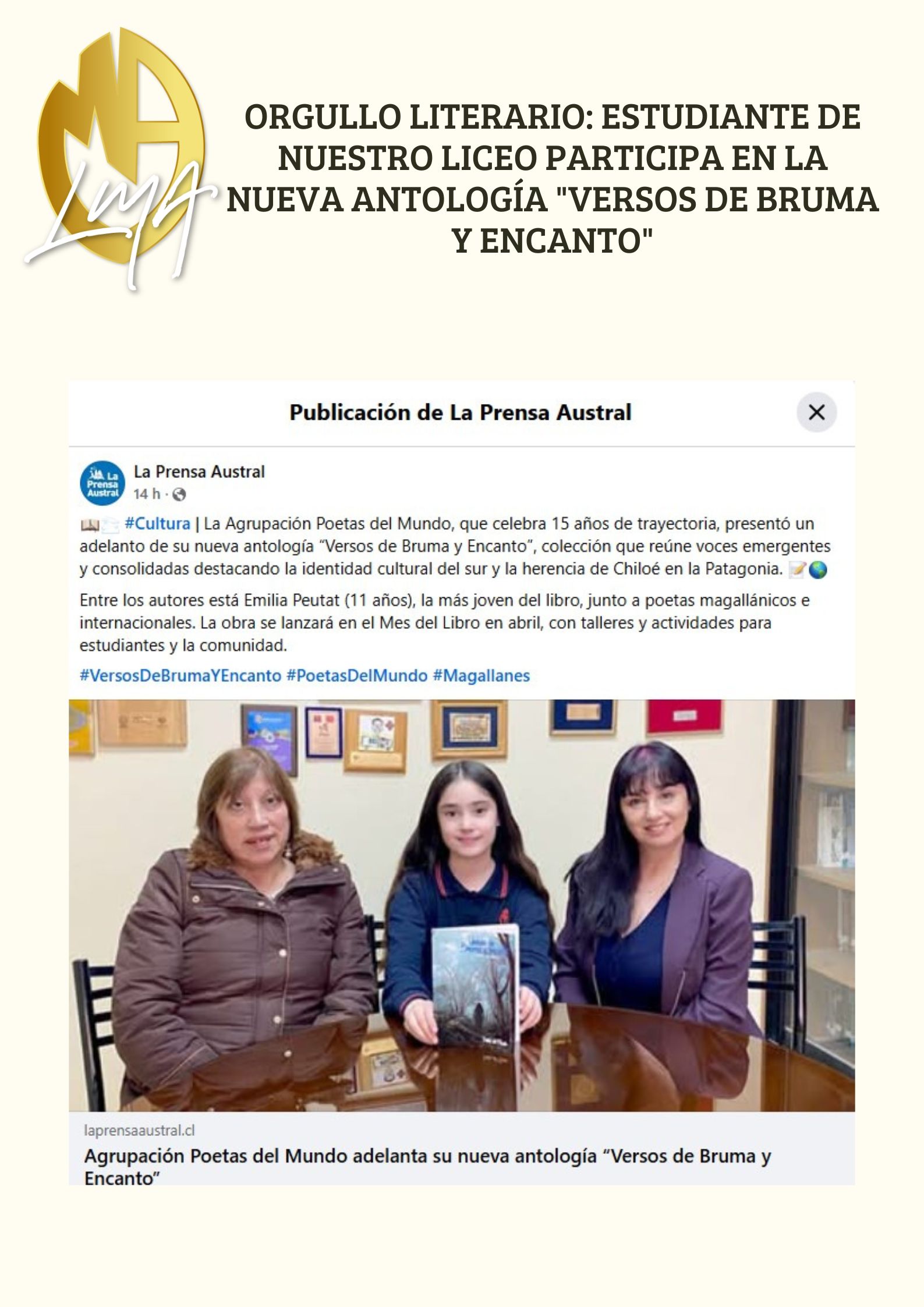 Orgullo Literario: Estudiante de nuestro Liceo participa en la nueva antología